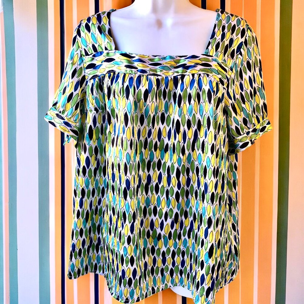 Lane Bryant Blouse Top Square Neck Short Sleeves 14 16